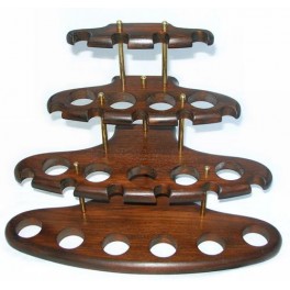 New Wood Hand Crafted Stand Rack Hold Case Display For 15 Smoking Pipe