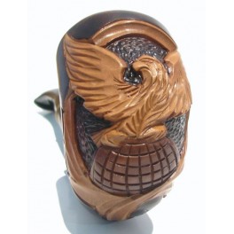 7.2 inch Hand Carved Tobacco Smoking Pipe Eagle on Globee