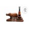 Wooden Hand Carved Stand Hold Hippo For Smoking Pipe