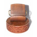 Handmade Carved Fashion Stand for mobile iPhone, Leather DRAGON Natural Wood