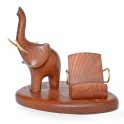 Handmade Carved Fashion Stand for mobile, iPhone, PDA * Elephant * Natural Wood