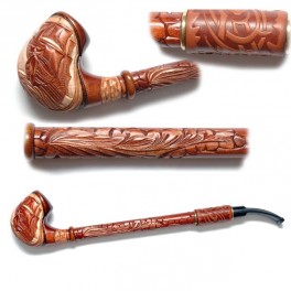 Leather 15.7 inch New Unique Hand Carved XXX Long Smoking Pipe Hookah Ship