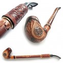Churchwarden Long Stem Hand Carved Tobacco Smoking Pipe HOOKAH * Metal Sherlock Holmes * for 9 mm