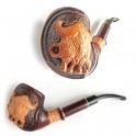 Wooden Hand Carved Tobacco Smoking Pipe * Bull * Handmade Pipe for 9 mm