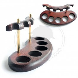 Stand Rack Hold for 5 Tobacco Smoking PIpes, handicraft, Handmade Wood + Brass